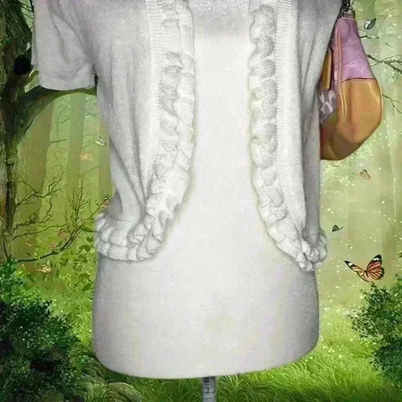 Coquette Style Open Ruffled Cardigan By Notations Size Large - Picture 4 of 8